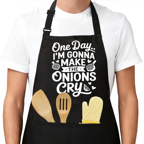 Funny Aprons for Men，Women - color: One Day I'm Gonna Make the Onions Cry