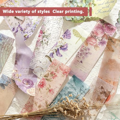 60 Sheet Flower Season Scrapbook Paper Set, 4 Packs Decorative Paper，for Letter Writing，Scrapbook paper，Junk Journal Supplies，DIY Collage，Card Making Supplies，Collage Background - color: L
