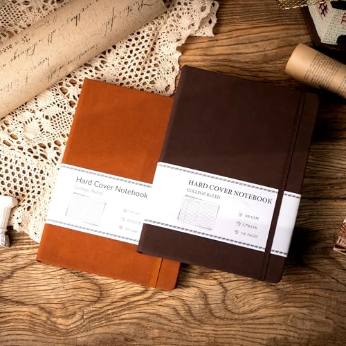 CAGIE Journal Notebook for Men Women Leather Journaling Diary Daily, Brown - color: Coffee, style: Lined A5