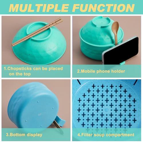 2 Sets 40 oz Microwave Ramen Bowl with Handles, Blue Sky,Mint Green - color: Blue Sky,Mint Green