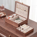 Black Walnut Wooden Jewelry Box for Women with Removable Tray - style: 2 Layer A