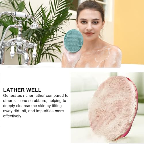 INNERNEED Silicone Body Cleansing Brush Exfoliating Scrubber, Green+Pink - color: Pink+dark Green