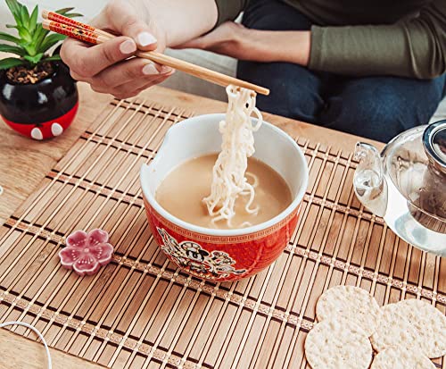 Disney Mickey Mouse Wild Wok Ceramic Dinnerware Set | Includes 20-Ounce Ramen Noodle Bowl and Wooden Chopsticks - color: Mickey Mouse Wild Wok