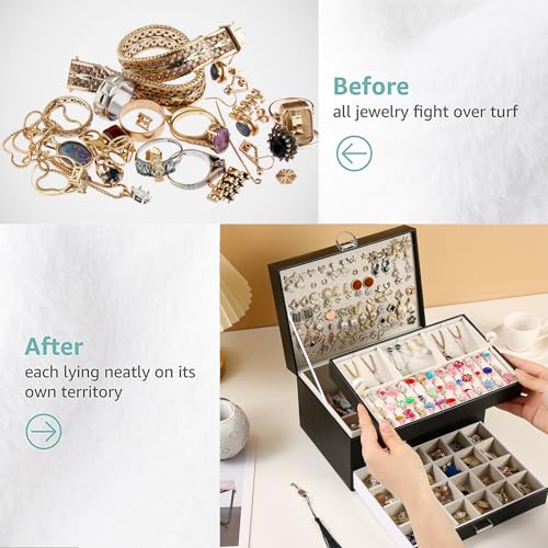 BOOVO Large Jewelry Boxes For Women (Black) - color: Black, size: 5 layer