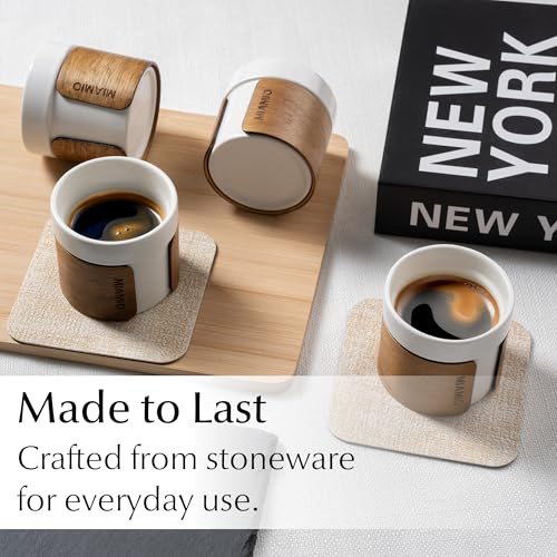 MIAMIO – Espresso Cups Set of 4 (3.5oz) Japanese Tea Cups Ceramic (White) - color: White
