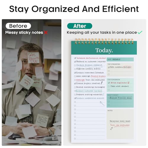 Taja To Do List Notepad, Undated Daily Planner for Work and Goal Setting - color: a-Greenery Sway, size: 6 Pack