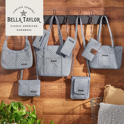 Bella Taylor Small Tote, Quilted Shoulder Bag for Women - color: Blue Chambray