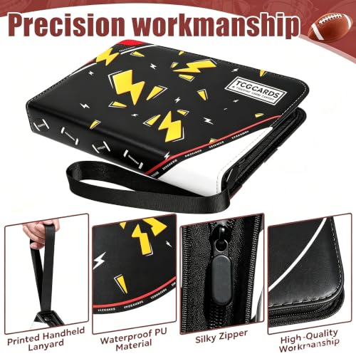 Trading Card Binder 9 Pocket, 900 Pockets Card Collection Album with 50 Removable Sleeves, PU Waterproof Zipper 3-Ring Card Holder Book for MTG TCG Game Cards, Gift for Kids Adults (900 Pockets)
