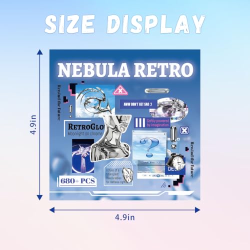 Y2K Sticker Book for Journaling, Cybercore Scrapbooking Decor - color: Retro Nebula