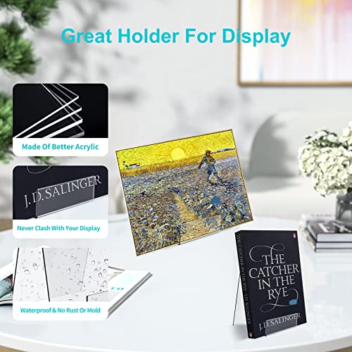 Boloyo Acrylic Book Stand with Ledge,10PC Clear Acrylic Display Easel Transparent Display Stand Holder Tablet Holder for Displaying Books,Magazine,Plate,Pictures,Artworks, CDs - size: 4 inch + 6 inch(10PC)