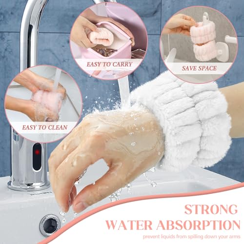 Crosize 8 Pcs Microfiber Spa Wrist Bands for Women's Washing Face, Absorbent Face Washing Wristbands, Yoga Practitioners, Fast Drying, Set of 4 Colors - color: Grey, Pink, White, Brown