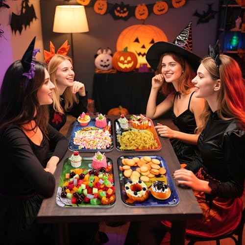 Vesici 4 Pack Halloween Serving Trays 13x10 Inch Witch Ghost Boo Party - style: Halloween