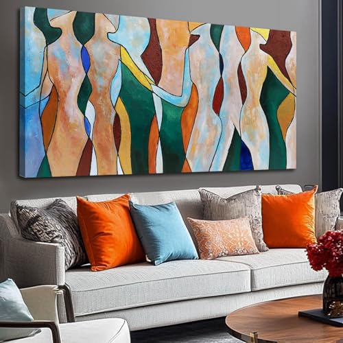 Abstract Human Figure Wall Decor Modern Artwork for Office Geometric Color Block Wall Art for Living Room Framed Art Prints for Bedroom 24x48 Inch - color: Colorful Abstract, size: 48"L x 24"W