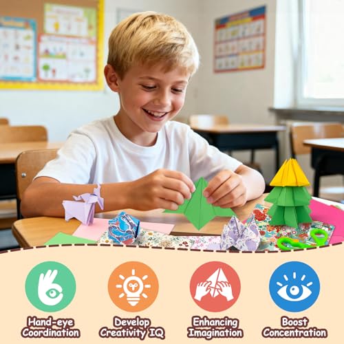 hapray Japanese Origami Paper Kit, 500 Colored Paper 6x6 for Kids Ages 5-12