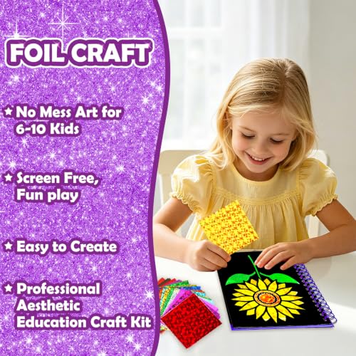 FUNNYB&G Foil Art Craft Kit for Kids, Sparkly Birthday Gift Toy for Girls - style: Plant
