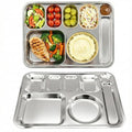 Korean Stainless Steel XL Divided Plates with Cutlery Slot for Adults 2Pack - size: 8 Compartments