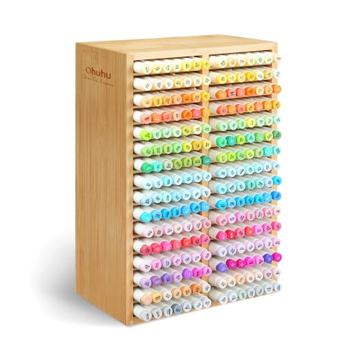 Ohuhu Bamboo Marker Organizer Hold 224 Markers for Honolulu Oahu Series - style: Right Angle Hold 224 Markers