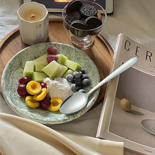 Pleafind Dinner Spoons - 24 Pcs 7.4 Inch Spoons Silverware, Stainless Steel Silverware Spoons, Silverware Spoon for Home, Kitchen, Restaurant, Mirror Polished & Dishwasher Safe - size: 24P 7.4'' Silver Dinner Spoons