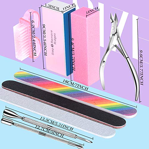 3pcs Double Sided Rectangular Nail File and Buffer, Buffer Block Sponge Polished, Nail Brush, Come with Cuticle Nipper and Pusher, Perfect Manicure Tool Kit for Shiny Nail - color: Pink