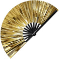 Vercraft 13" Folding Hand Fan Glitter Clack Rave Dancing,Gold,Laser - color: Gold, style: Laser