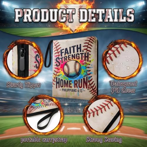 Card Binder 9 Pocket, Colorful Baseball, 900 Cards, PU Leather - color: Colorful Baseball