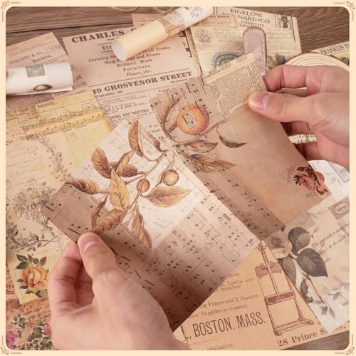180 Sheets Vintage Scrapbook Paper, Journaling Scrapbooking Supplies Kit, 6 Themes x 30 Decorative Craft Paper，for Junk Journal Supplies，DIY Collage，Card Making Supplies，Collage Background 5.5x7.9In - color: F