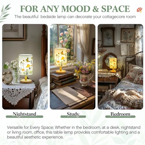 Hortsun Pressed Flower Vintage Table Lamp,Mushroom Pattern - color: Mushroom Pattern