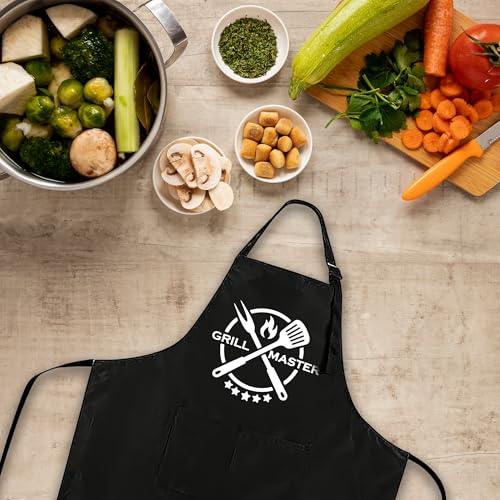Funny Black Apron with Pockets for Man,Dad,Husband,Father in Law,Chef Daddy Women Grilling Apron BBQ Cooking Gifts - color: Apron-10