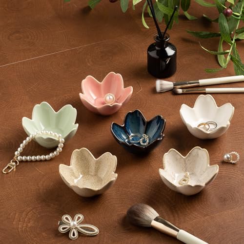 Floral Vanity Tray, Ceramic Jewelry Dish for Rings - color: grey