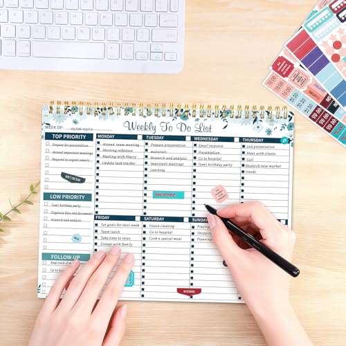 Thboxes Weekly To Do List Notepad, 8.5"x11" Desk Planner 52 Sheets, Blue - color: Blue Weekly To Do List