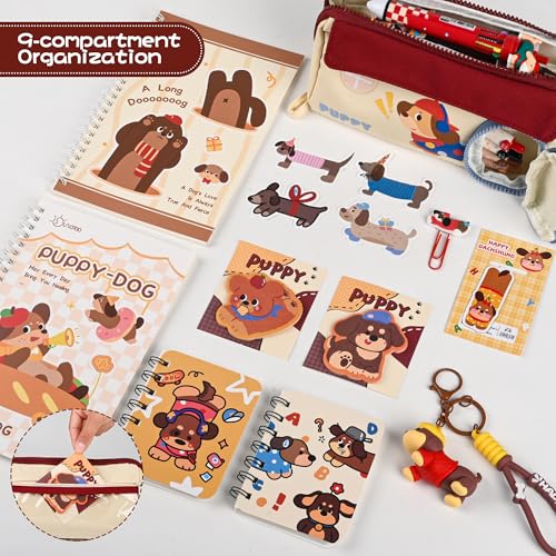 Ulema Cute Dachshund Gifts for Women, 70Pcs Stationery Set Birthday Gifts for Boys Girls Back to School and Classroom Rewards Office Supplies with Dachshund Muticolor Pen, Pencils, Sticky Notes etc. - style: Dachshund