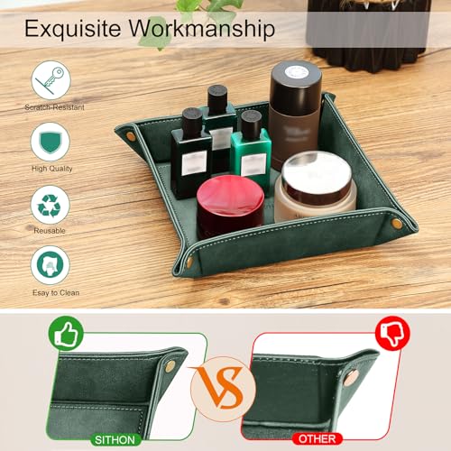 SITHON Valet Tray Desktop Storage Organizer Nightstand Caddy Holder - color: Dark Green