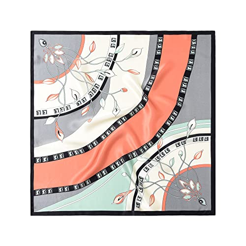 100% Mulberry Silk Scarf - 25.6" Square Neckerchief & Headscarf Gift Packed - color: Black Border