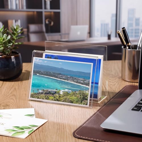 Vicenpal 4 Pcs Clear Acrylic Postcard Holder Stand, Office Home School