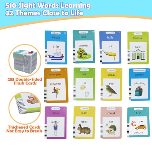 MAYAPHILOS English and French Talking Flash Cards with 510 Sight Words - size: 510 Words French and English
