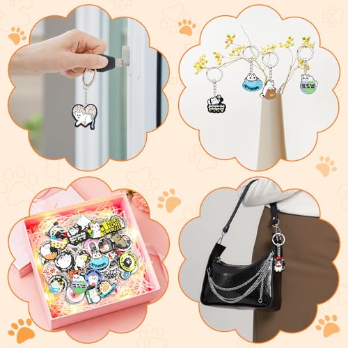 Cute Keychains Bulk, Keychain Charms Key Chain Trinkets Backpack Charms Accessories Keyring for Classroom Prizes - color: Cat