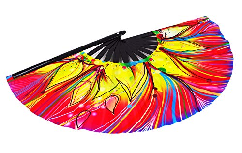 Large Folding Hand Fan Rave Fans, Fire Phoenix - color: Fire Phoenix