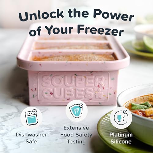 Souper Cubes 1 Cup Silicone Freezer Trays with Lids, Cotton Candy, 2-Pack - color: Cotton Candy, size: 2-Pack