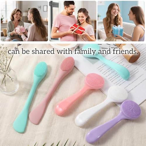 6 Pack Silicone Facial Cleansing Brush, Manual Face Scrub Brush, Waterproof Exfoliating Faces Brushes for Cleansing for Women and Men, Blackheads Makeup, Residues Removal