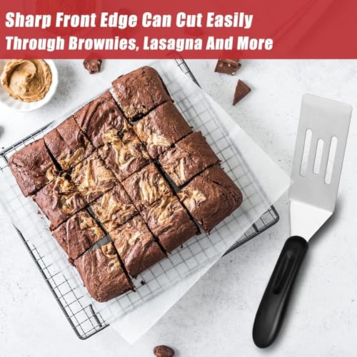 2 X Pampered Chεf Mini-Serving Spatula #2622, Pampered Mini Chef Stainless Steel Cutter and Turner for Serving, Flipping, Small Icing, Metal Grill Spatula for Brownies, Pancakes, Pie, Cookies etc. (2)