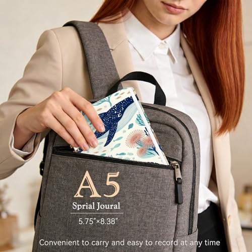 Lined Spiral Journal Notebook for Work A5, 160 Pages, Whale - color: Whale