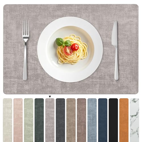 FROMHEART Faux Leather PU Placemats Set of 4 (Light Grey,11.8" x 17") - color: Light Grey, size: Set of 4
