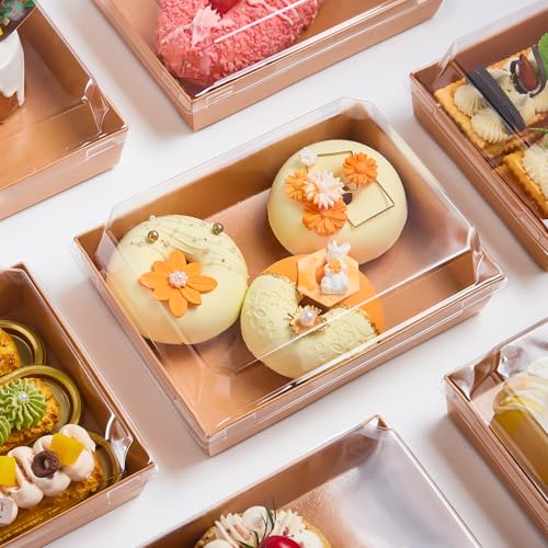Kucoele 50 Pack 7" x 5" Paper Charcuterie Boxes with Clear Lids - color: Brown