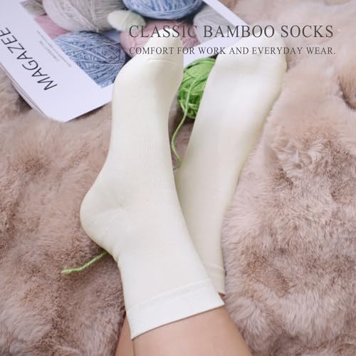 Women Thin Socks Rayon Bamboo Ankle Silky Quarter Anti Odor Casual Summer Socks 6 Pairs - color: Cream, size: 8-11