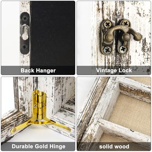 FramePro Shadow Box Frame Display Case 18x24 with Removable Shelves, Deep Memory Box Trinket Knick Knack Shelf Cabinet for Collector, Keepsake Coins Military Medals Wedding Flowers White - color: Rustic White, size: 18x24