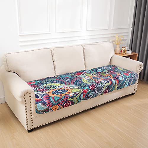 hyha Printed Couch Cushion Covers, Sofa Covers Washable for 3 Cushion Couch - color: Blue, size: Seat Cover 3 Pack