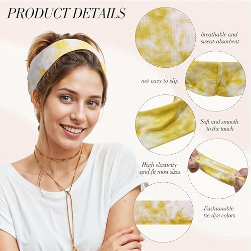 obeoby 8 Pack Tie Dye Sports Headbands For Women, Stretch Non-Slip - color: Tie-dye series