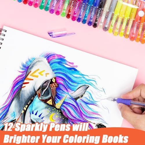 TANMIT 36 Colors Gel Pens Set for Adult Coloring Books with 40% More Ink