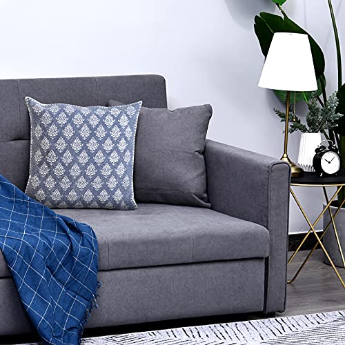 20x20 Inches Floral Cotton Throw Pillow Covers for Home Decor | Traditional Boho Cushion Covers for Throw Pillows | Perfect for Living Room Couch & Bedroom Decorations | Blue/White - color: Blue/White