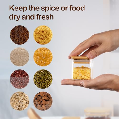 D2scrma 4oz/120ml Square Glass Spice Storage Containers with Lids 12-Pack - size: 4oz*12